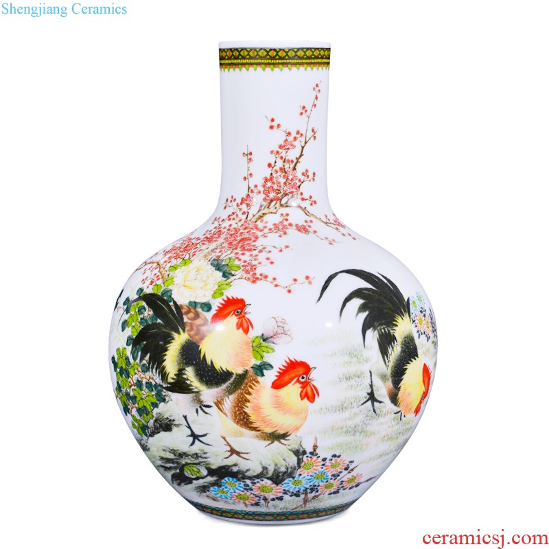 Jingdezhen ceramics imitation qing qianlong blue-and-white youligong red dragon grain bottle of new Chinese style household sitting room adornment is placed