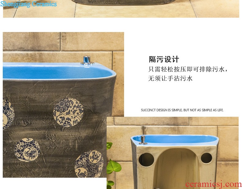 Koh larn, neat hand-drawn square stage basin ceramic lavabo art of the basin that wash a face basin sinks green lotus