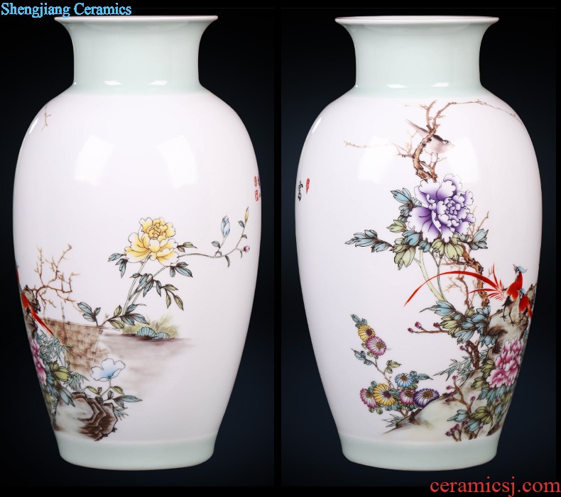 New Chinese style of jingdezhen ceramics creative hand-painted flowers and birds three-piece floret bottle of home sitting room adornment is placed