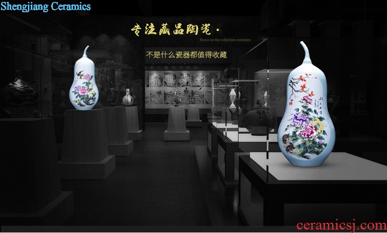 Jingdezhen ceramic antique hand-painted pastel peony flower vases, the sitting room porch decoration of Chinese style household furnishing articles