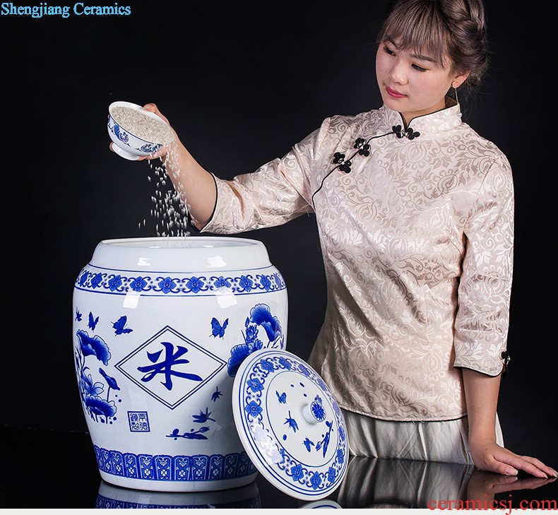 Jingdezhen ceramics antique blue-and-white bound branch lotus bottles of Chinese classical large Angle of the sitting room a few adornment furnishing articles