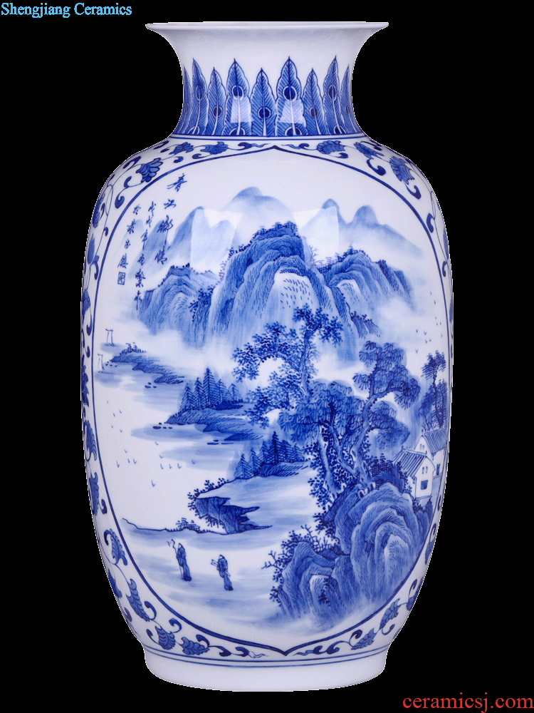 Jingdezhen ceramics famous hand-painted vases, flower arranging large blooming flowers Chinese style household handicraft furnishing articles