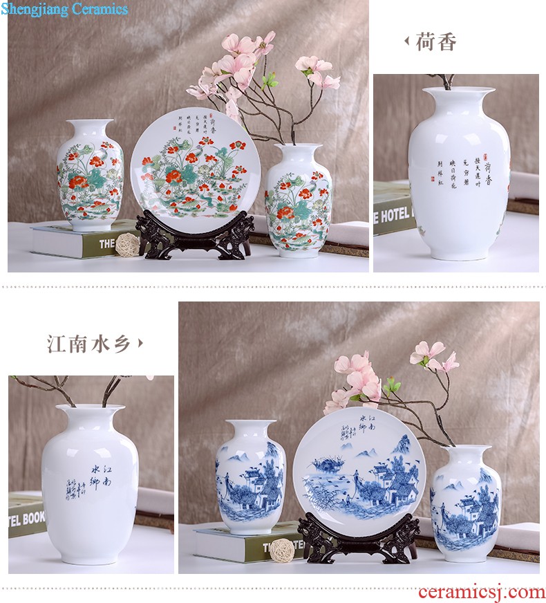 Jingdezhen ceramics modern three-piece floret bottle of flower arrangement, sitting room of Chinese style household decorations crafts