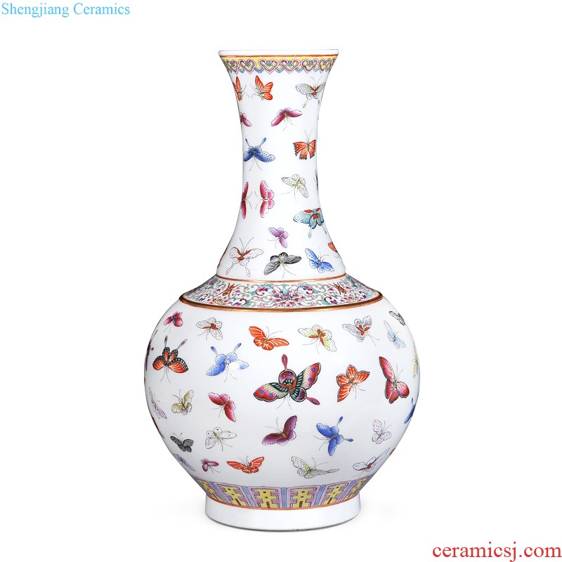 Jingdezhen imperial kiln chinaware imitation qing qianlong medallion four seasons flower enamel bottle of the sitting room decorate household