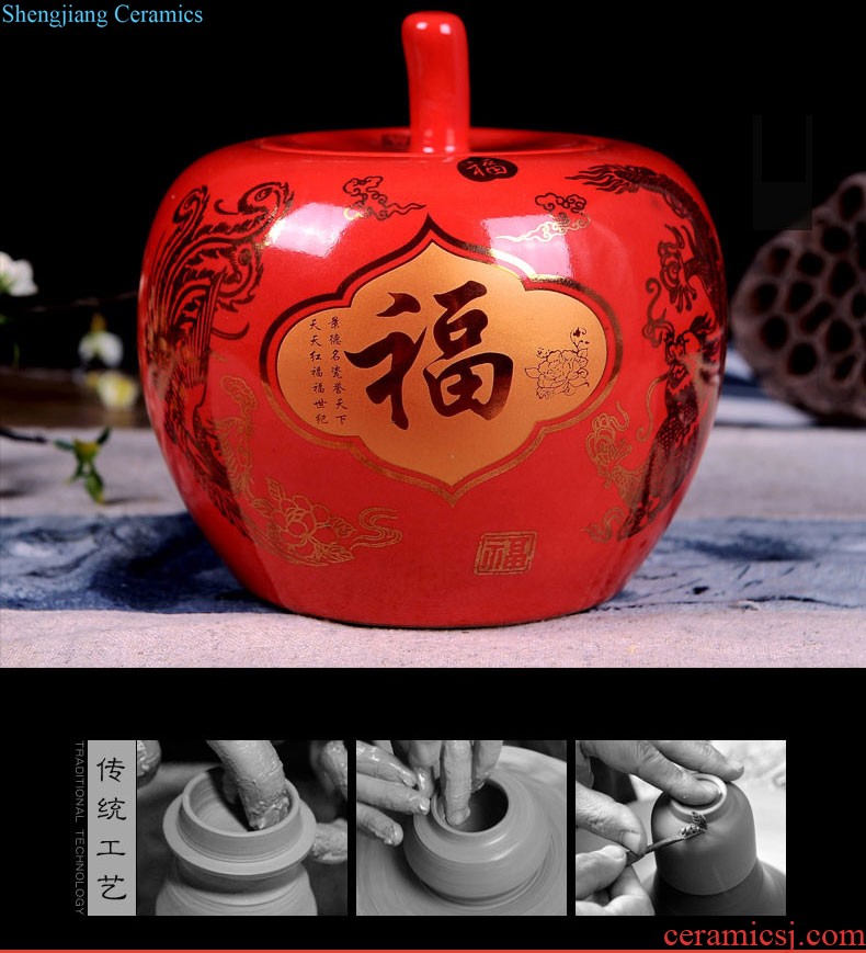 Jingdezhen ceramics China red longfeng f egg vase furnishing articles sitting room put vase modern home decoration