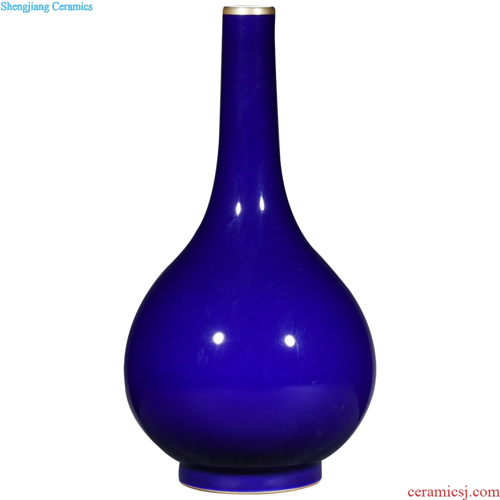 Jingdezhen ceramics vase furnishing articles imitation qing qianlong ji blue paint gall bladder Chinese style household decorative arts and crafts