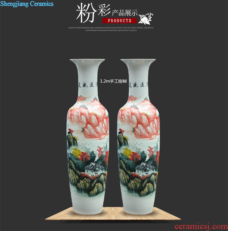 E197 jingdezhen ceramics of large blue and white porcelain vase and landscape painting home sitting room adornment is placed his feet