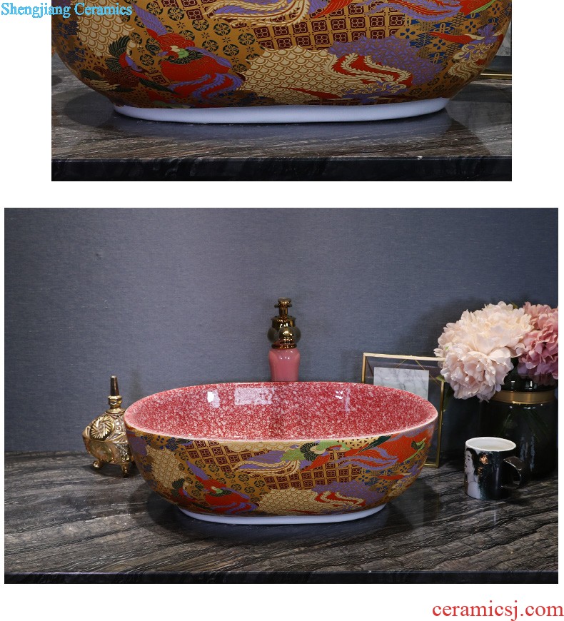 The stage basin ceramic lavabo art household Mosaic gold oval wash basin toilet stage basin sinks