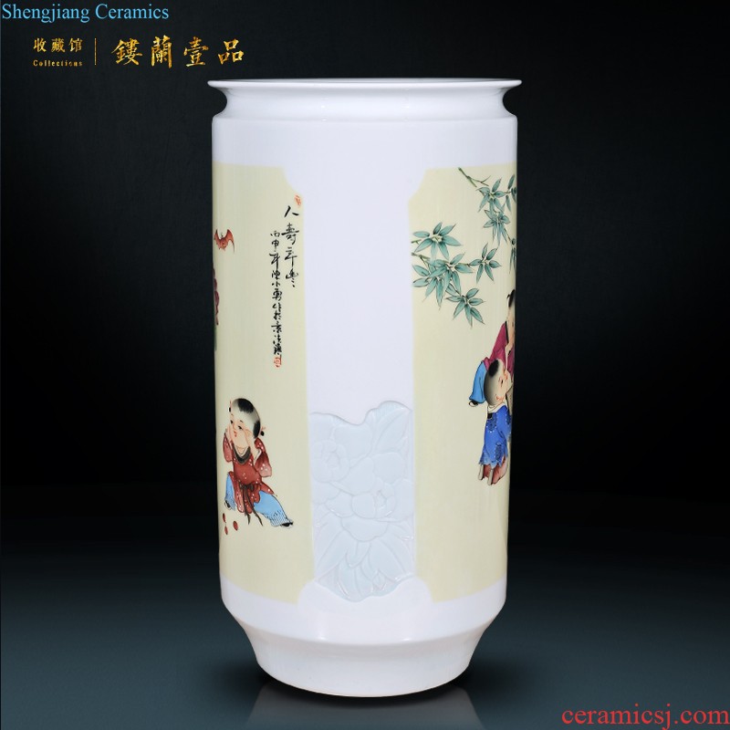 Jingdezhen ceramics antique blue peacock ear vase new Chinese style household decorative furnishing articles sitting room