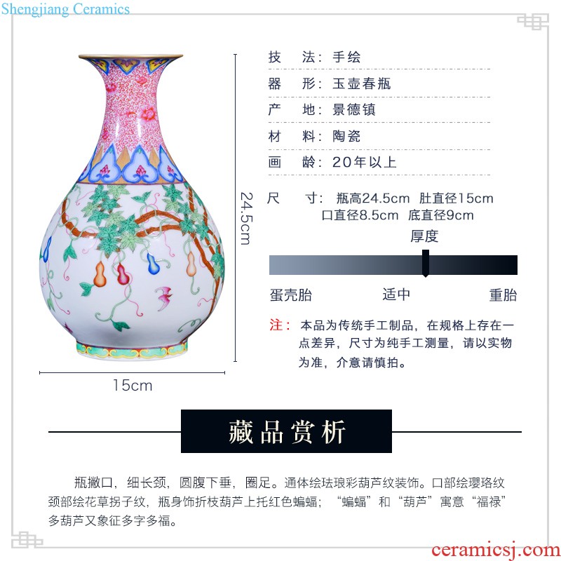 Jingdezhen ceramics hand-painted thin foetus flower vase porch sitting room of Chinese style household decorative gift furnishing articles