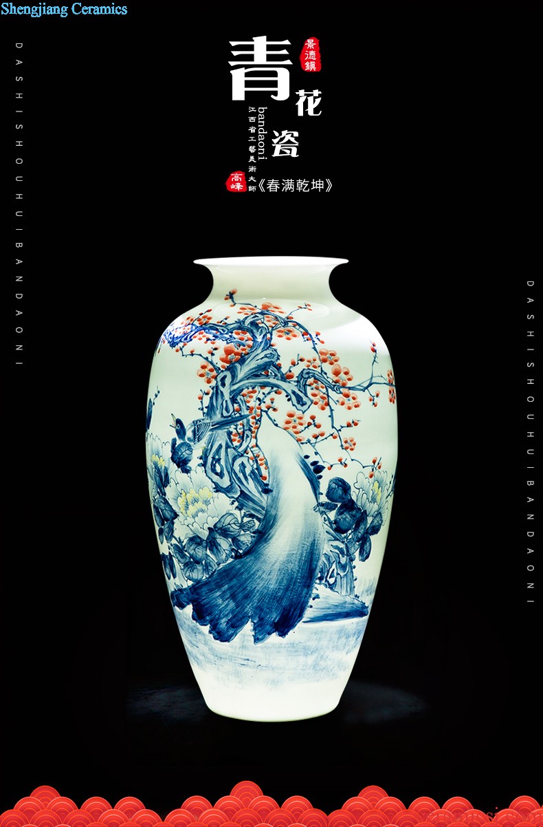 Jingdezhen ceramic powder enamel famous hand-painted vases, harmony is the sitting room of Chinese style household rich ancient frame decorative furnishing articles