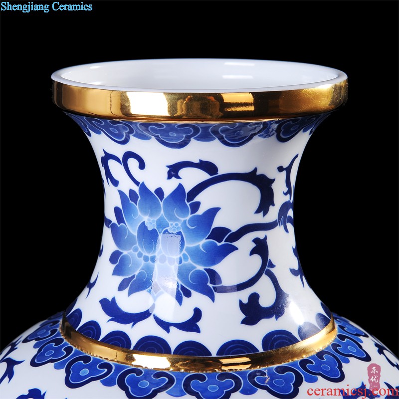 Jingdezhen ceramics vase hand-painted powder enamel New Chinese style living room TV cabinet furnishing articles household decoration