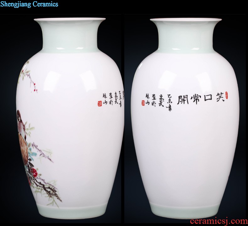 New Chinese style of jingdezhen ceramics creative hand-painted flowers and birds three-piece floret bottle of home sitting room adornment is placed