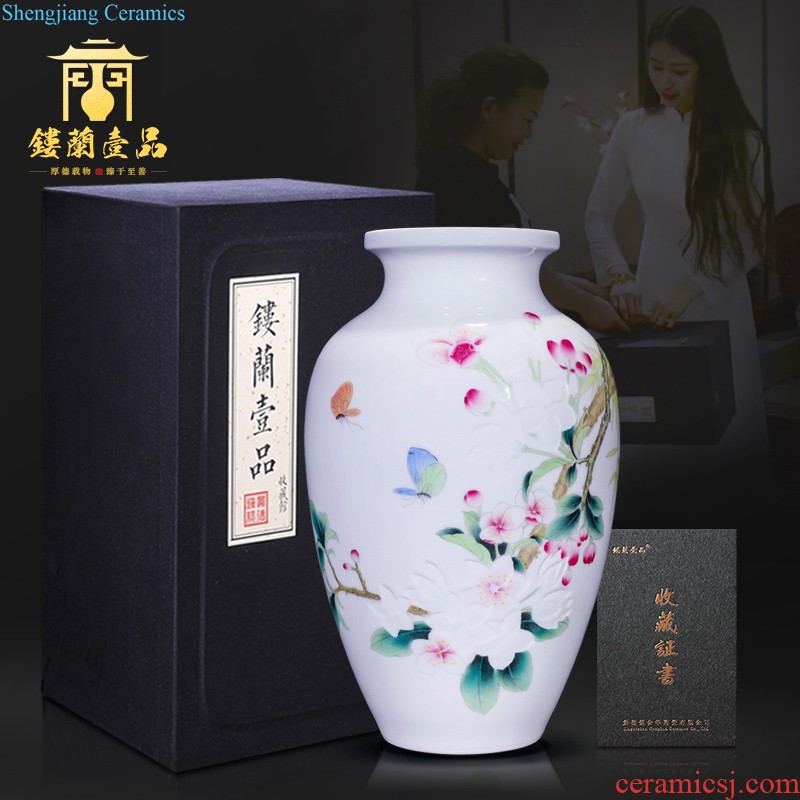 Jingdezhen ceramics archaize qianlong youligong flower arranging big plum bottle of new Chinese style living room home furnishing articles