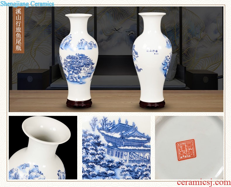 Jingdezhen ceramics hand-painted scenery of blue and white porcelain vase archaize sitting room ark adornment of Chinese style household furnishing articles