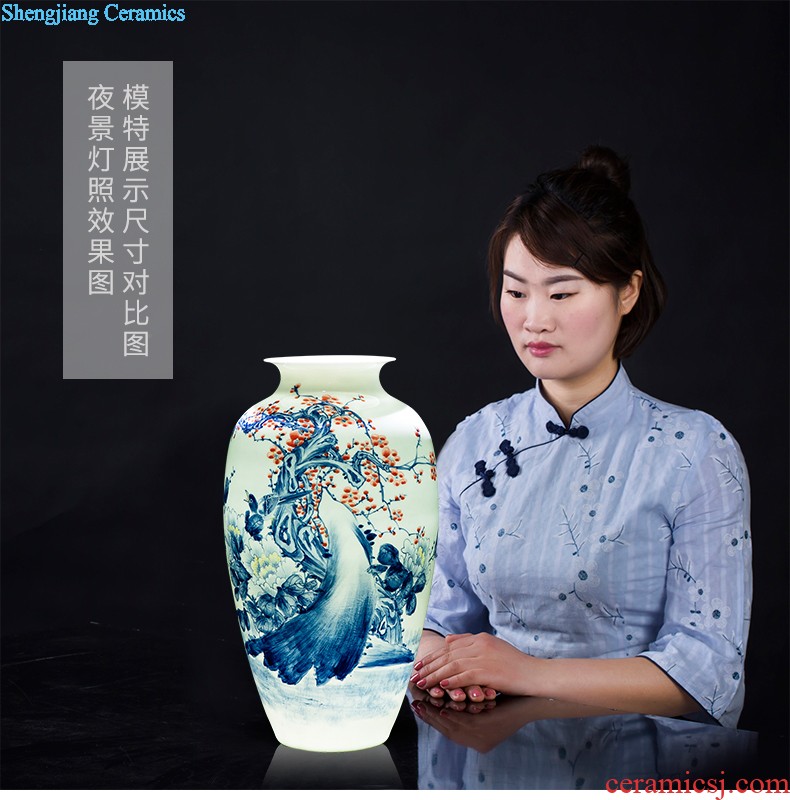 Jingdezhen ceramic powder enamel famous hand-painted vases, harmony is the sitting room of Chinese style household rich ancient frame decorative furnishing articles