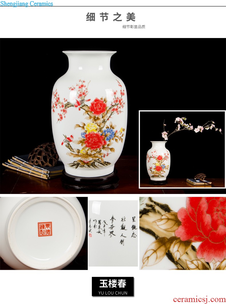 Jingdezhen ceramics lad peach thin foetus vases, flower arranging furnishing articles furnishing articles home sitting room adornment rich ancient frame