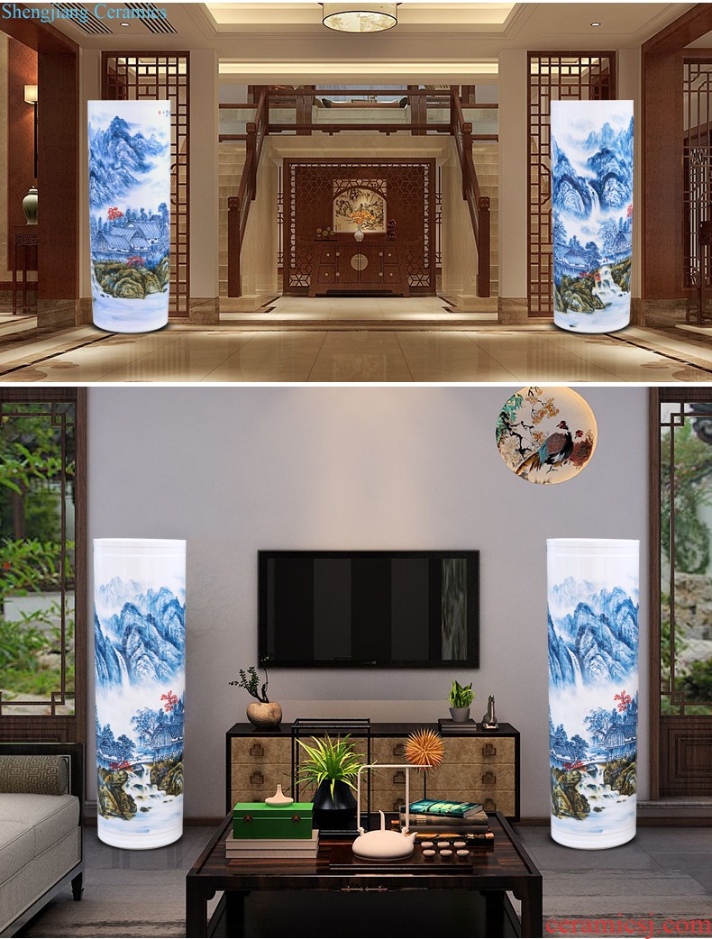 Famous master of jingdezhen ceramics hand-painted color TV sitting room adornment ark furnishing articles under glaze blue and white porcelain vase