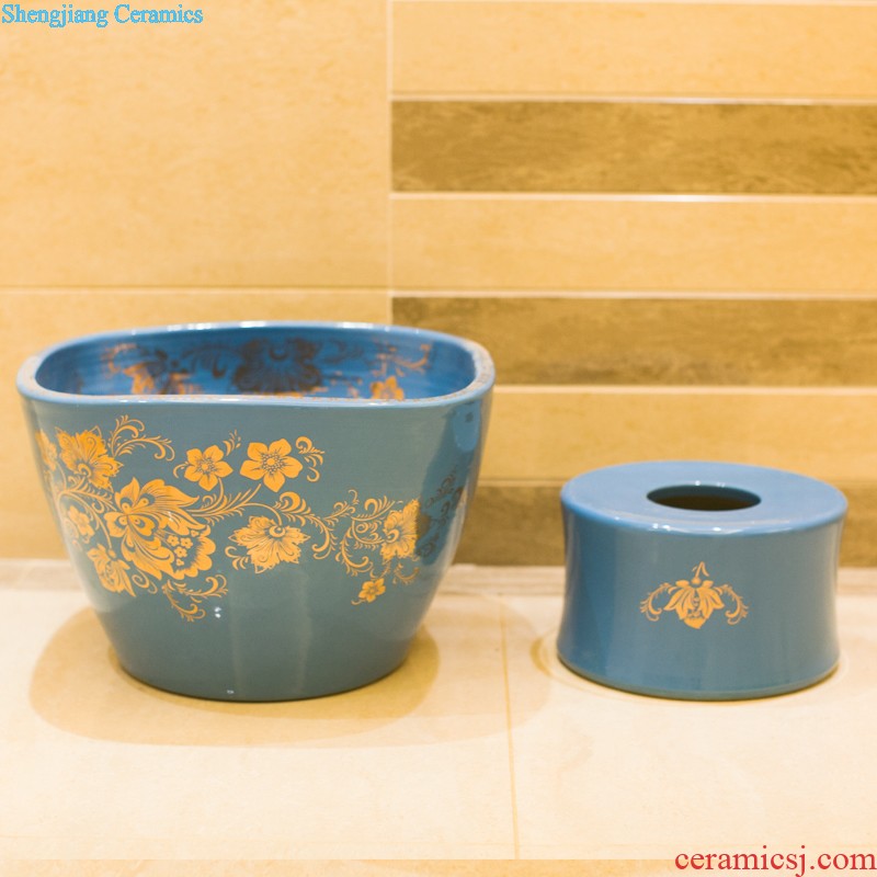 Koh larn, neat package mail Jingdezhen ceramic art mop basin mop mop pool pool bathroom fangyuan bamboo flowers and birds