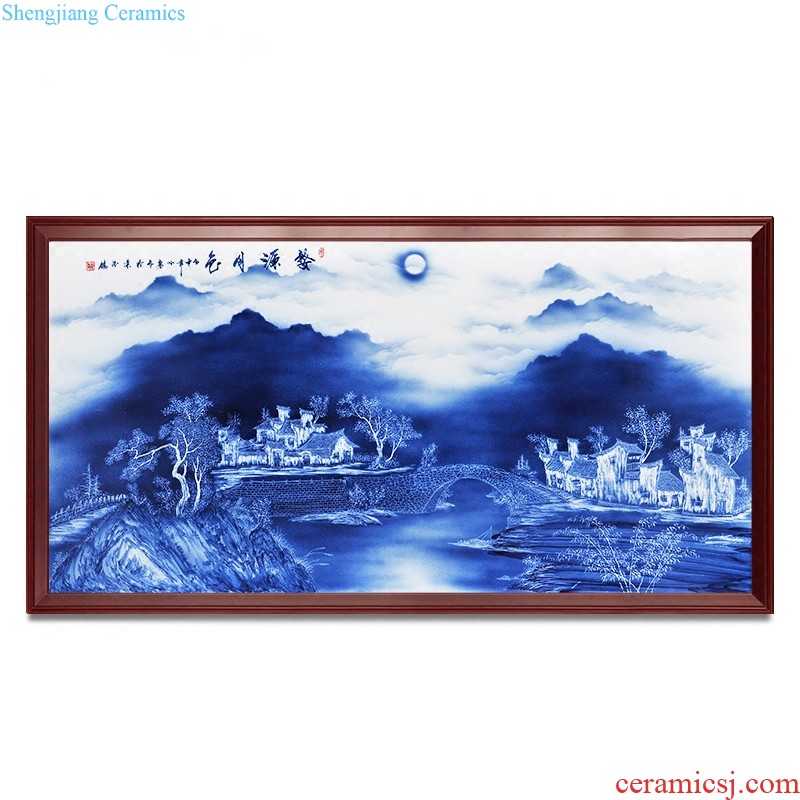 Jingdezhen ceramics hand-painted blue and white porcelain plate painting of metope of the sitting room the bedroom of new Chinese style sofa background decoration hangs a picture