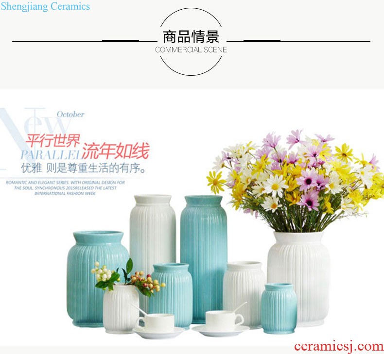 Chinese stone creative ceramic flower implement furnishing articles manual artistic personality flower vase office decoration gifts