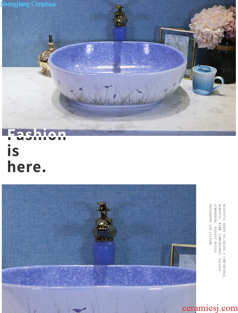 On the ceramic bowl wash gargle lavabo household elliptic green art basin bathroom sinks basin