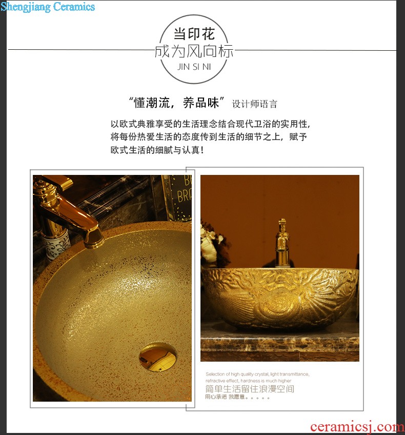 Gold cellnique ceramic face basin bathroom sink basin bathroom sinks rectangle sink on green qing