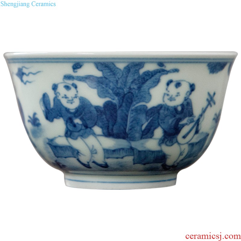 The Mid-Autumn festival gift Jingdezhen undressed ore color glaze Pure manual tureen kung fu tea cups ceramic tea set