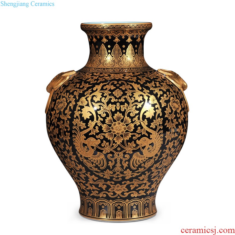 Jingdezhen porcelain imitation yongzheng emperor kiln in pastel yellow like the plum and the bamboo grain on olive bottles of sitting room adornment collection furnishing articles