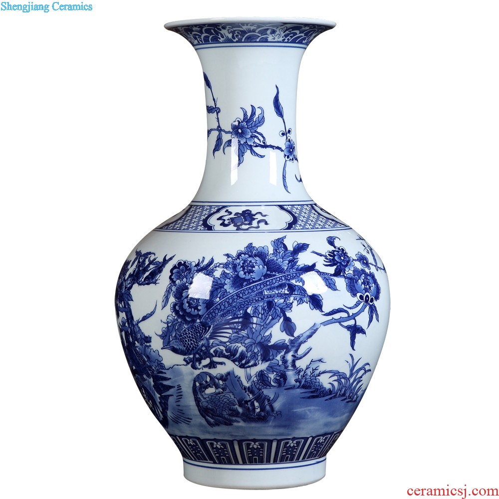 Jingdezhen ceramics Blue and white enamel bright future of large vase Hotel opening gifts landing place