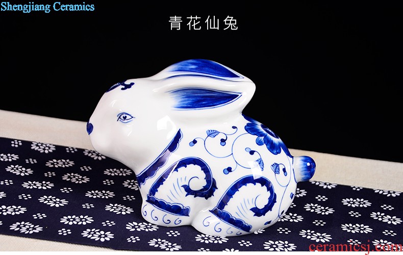 Jingdezhen ceramics of large vase antique blue-and-white youligong Chinese style porch decorate furnishing articles large living room