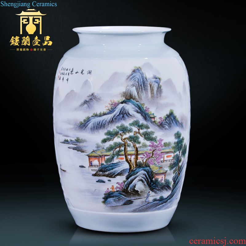 Jingdezhen porcelain hand-painted ceramic flower arranging large vases, the sitting room is the study of new Chinese style TV ark adornment marriage furnishing articles