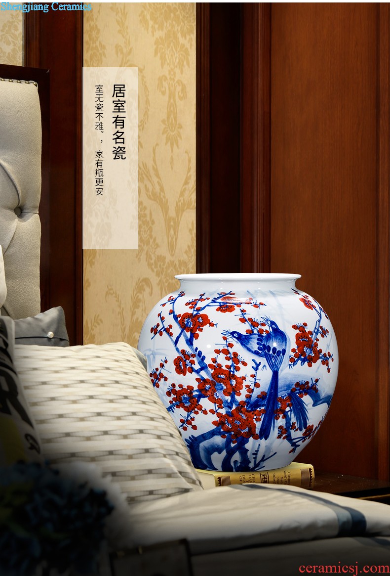 E150 jingdezhen ceramics all hand painted lotus lotus rhyme quiver of large vases, home furnishing articles adornment