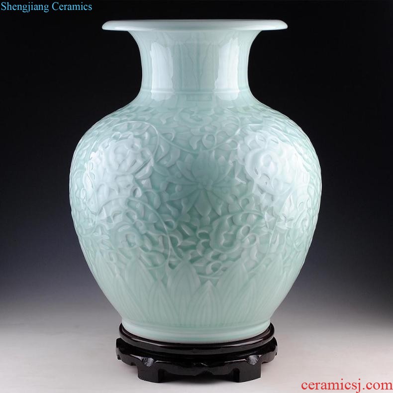 Jingdezhen ceramic vase large landing hand-painted jiangnan spring quiver hotel flower arrangement sitting room adornment is placed