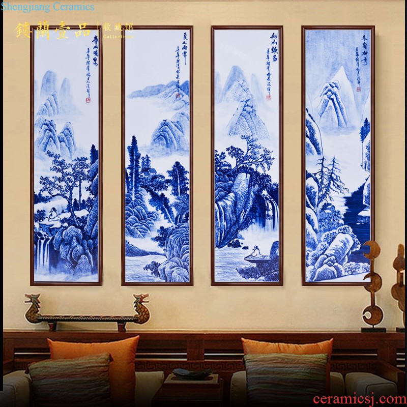 Jingdezhen ceramics hand draw freehand brushwork in traditional Chinese porcelain plate spring, summer, autumn and winter four screen painter background decoration hanging in furnishing articles