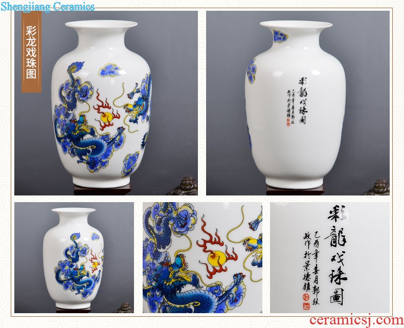 Famous jingdezhen ceramics powder enamel vase flower arranging place Chinese style household living room TV cabinet decoration process