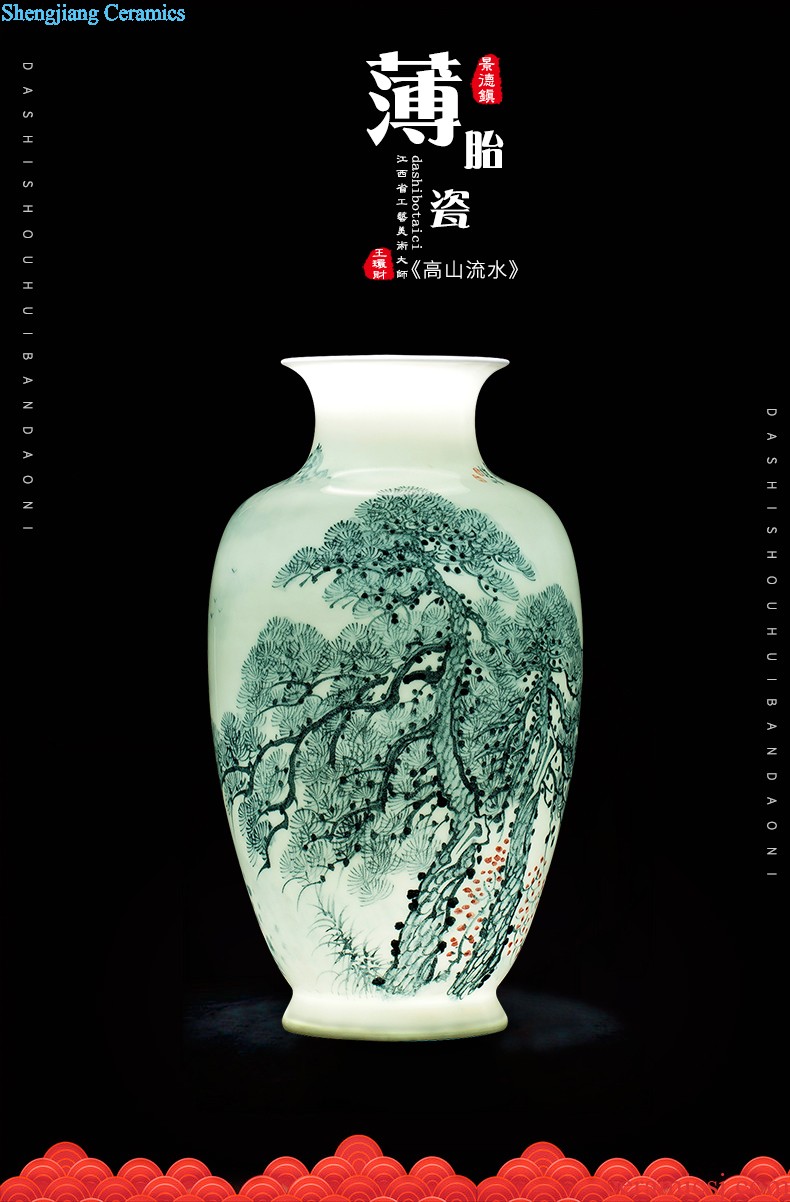 Jingdezhen ceramics antique hand-painted peacock vase sitting room adornment of large Chinese penjing opening gifts