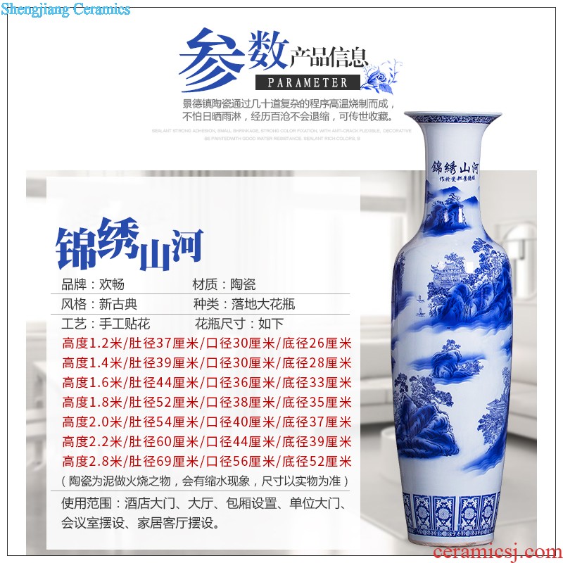 Jingdezhen ceramics antique hand-painted scenery peony home sitting room hotel adornment furnishing articles of large vase