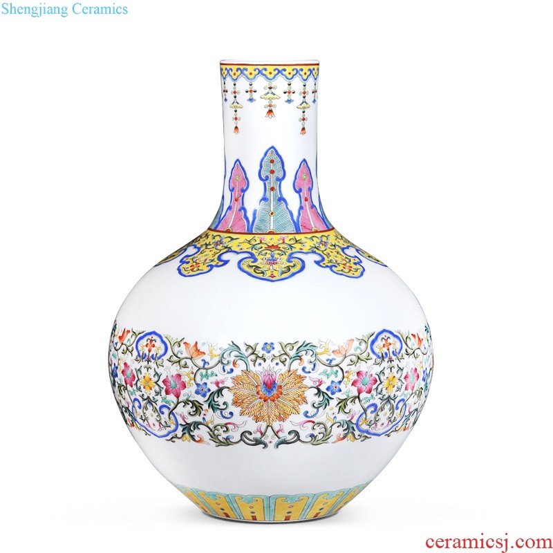 Jingdezhen imperial kiln chinaware imitation qing yongzheng bucket color picking flowers plum bottle collection sitting room adornment home furnishing articles