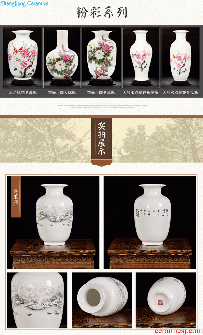 Jingdezhen ceramics three-piece floret bottle of Chinese style household living room TV cabinet decoration crafts are arranging flowers