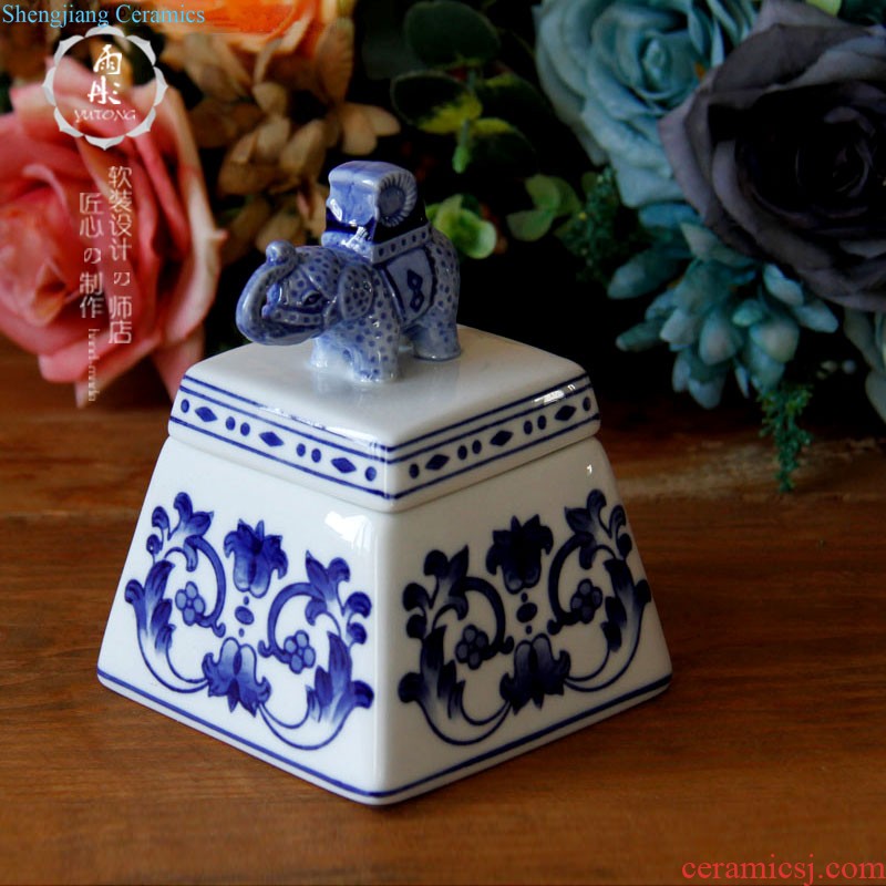 | jingdezhen blue and white ceramics/rain tong household contracted round ceramic pot furnishing articles Household adornment ornament