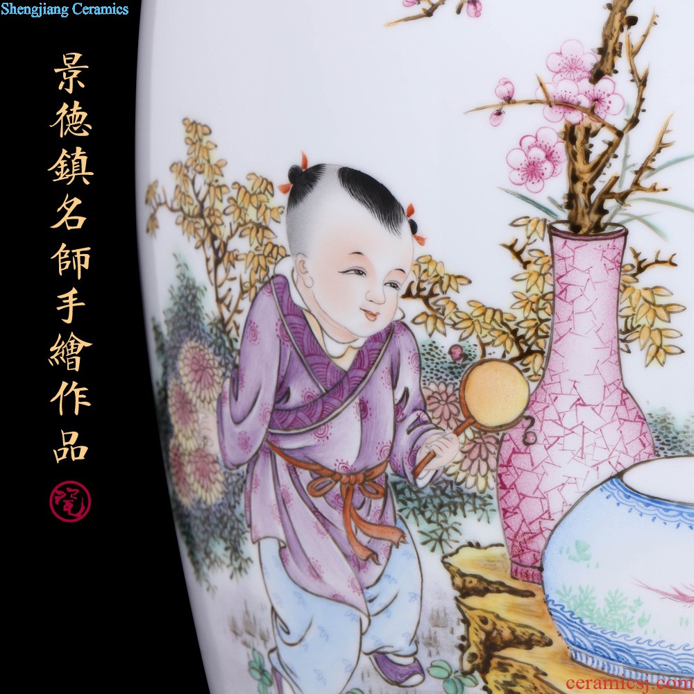 Jingdezhen ceramics furnishing articles Qiu Songxia hand-painted springs at the sitting room porch decoration of Chinese style household vase