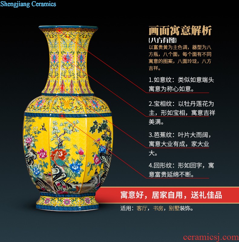 Jingdezhen ceramic hand-painted vases, flower arranging beaming new living room TV cabinet decoration of Chinese style household furnishing articles