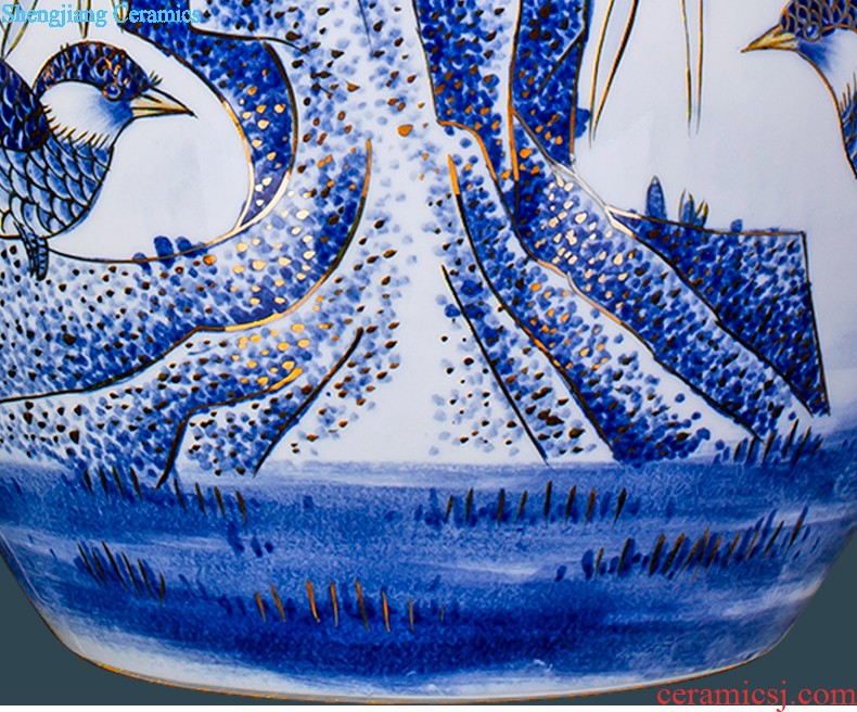 Jingdezhen ceramics hand-painted color ink landscape painting of large vase sitting room place hotel css0 ornament