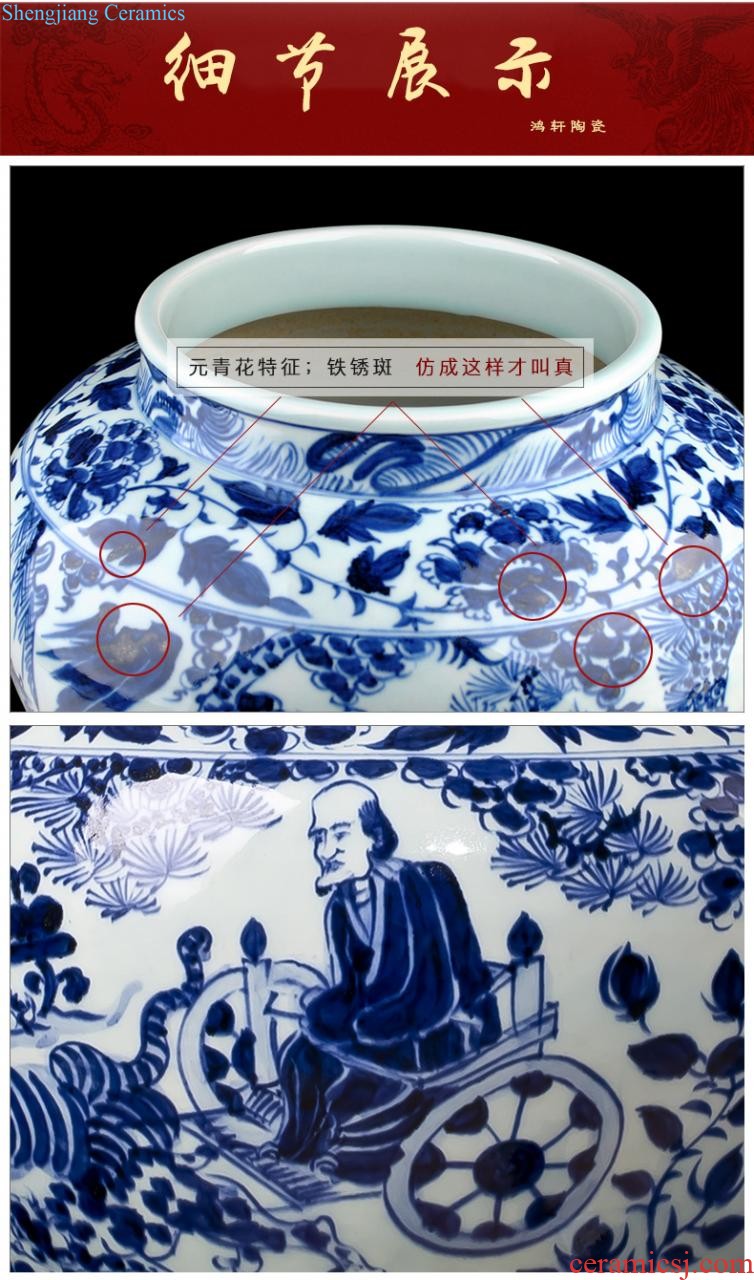 Jingdezhen blue and white porcelain vases, ceramic furnishing articles flower arranging machine of Chinese style living room decorations hand-painted porcelain craft porcelain