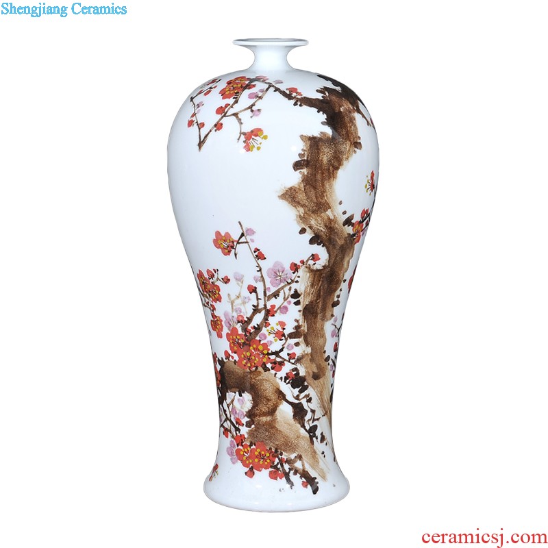 Jingdezhen ceramic Lrene hand-painted LanZhu figure vase flower fashionable Chinese style classical home furnishing articles in the living room