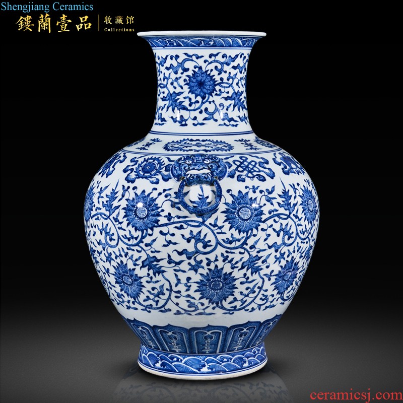 Jingdezhen ceramics hand-painted high copy qianlong bucket color flower vases, Chinese style household decorations collection furnishing articles