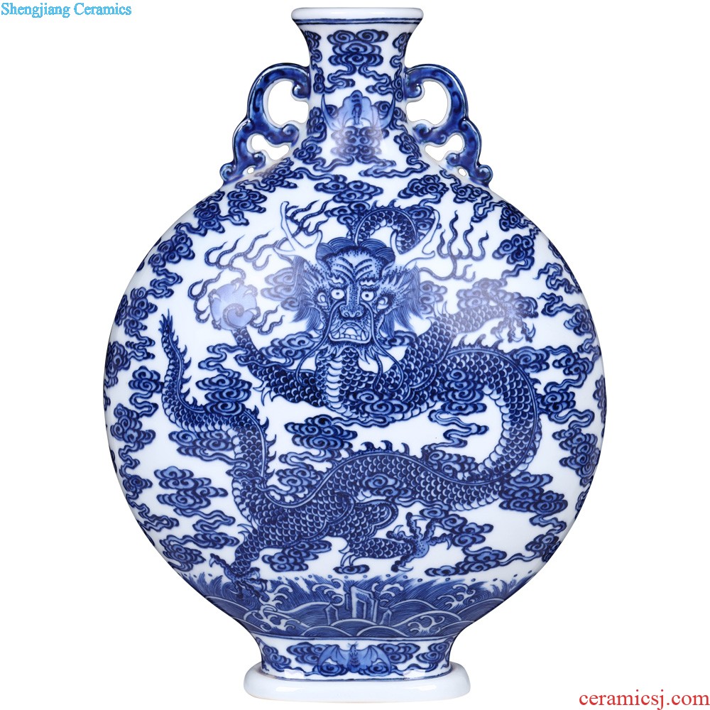 Jingdezhen ceramics vase furnishing articles imitation qing qianlong blue-and-white longfeng grain ears bottle home wedding gift