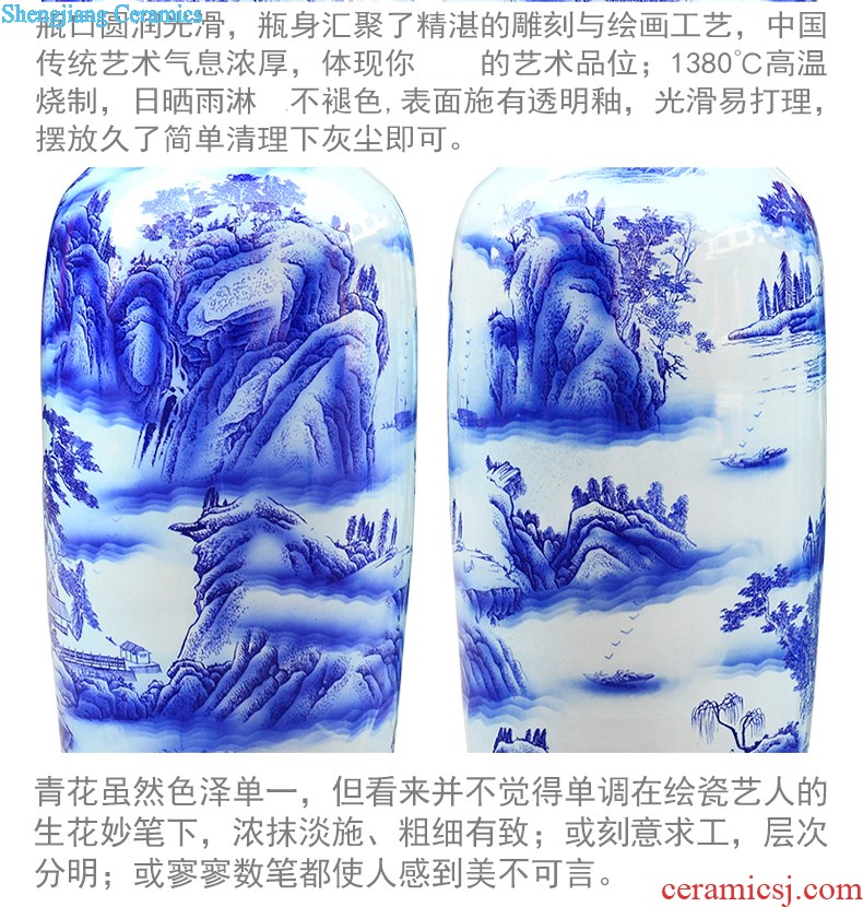 Jingdezhen ceramic hand-painted hand-carved peony vases of dry flower arranging home sitting room porch decoration furnishing articles