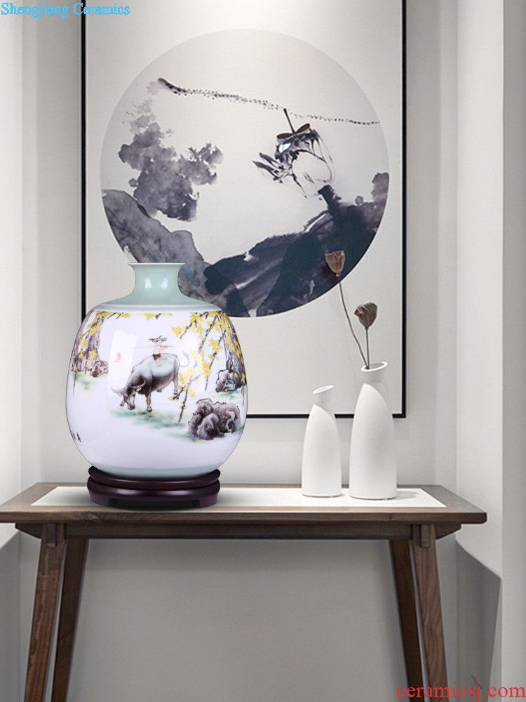 Jingdezhen ceramics hand-painted blue and white porcelain vases, flower arrangement bamboo report peaceful Chinese style household act the role ofing is tasted furnishing articles in the living room